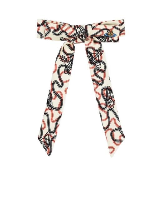 Vivienne Westwood White Orb-Print Bow Hair Clip