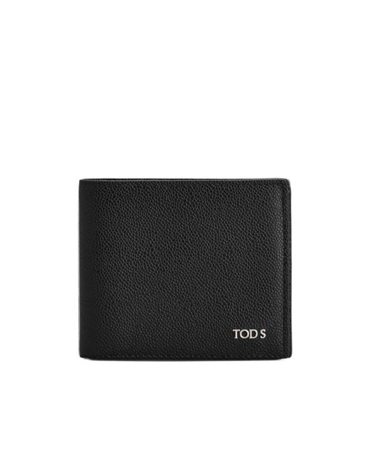 Tod's Black Logo-Plaque Pebbled-Leather Wallet for men