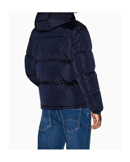 ARMANI EXCHANGE Blue Hooded Padded Down Jacket for men