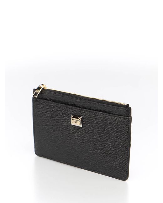 Dolce & Gabbana Black Logo Plaque Zipped Cardholder