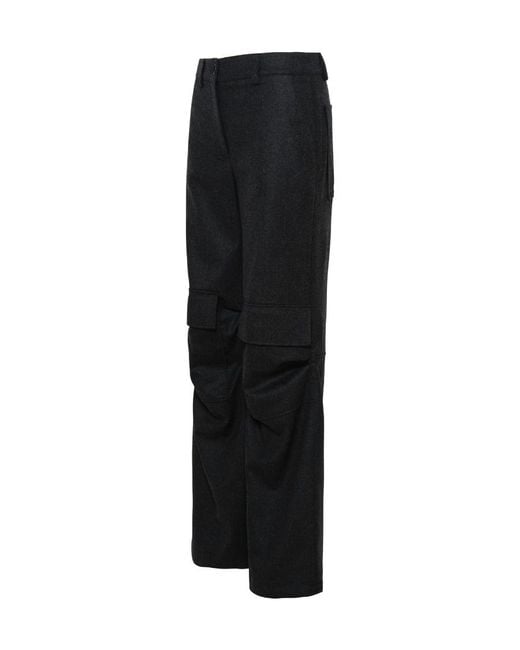 P.A.R.O.S.H. Black Straight-Leg Cargo Trousers