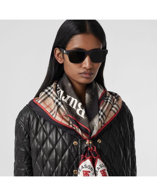 Burberry White Archive Campaign-Print Silk Scarf for men