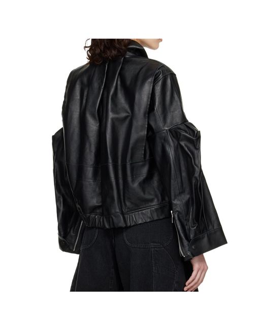 Sacai Black Leather Short Jacket
