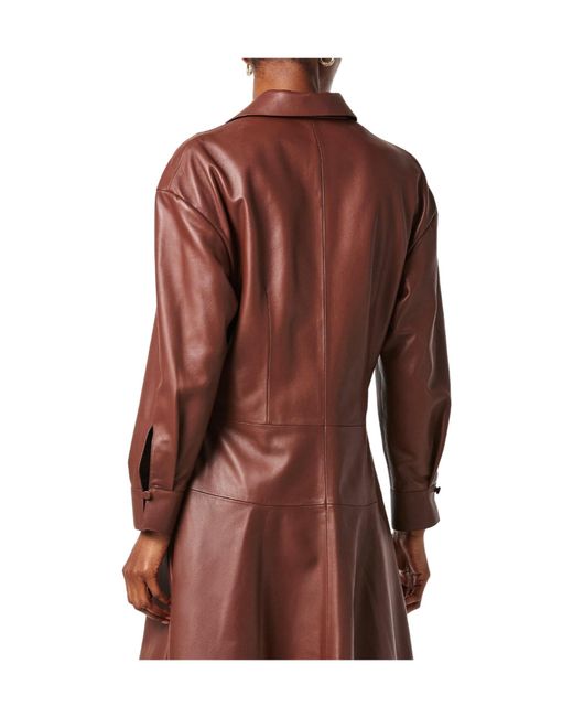 Fendi Red Leather Shirt Dress