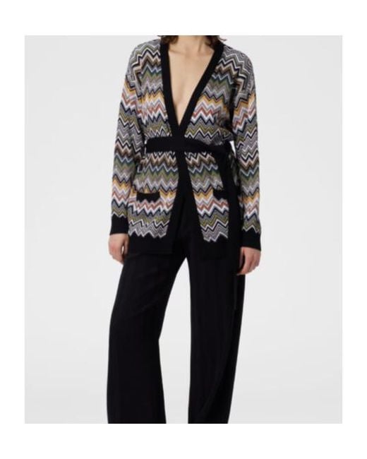 Missoni Black Chevron-Pattern Belted Cardigan