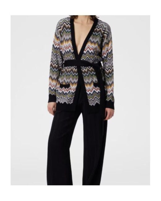 Missoni Black Chevron-Pattern Belted Cardigan