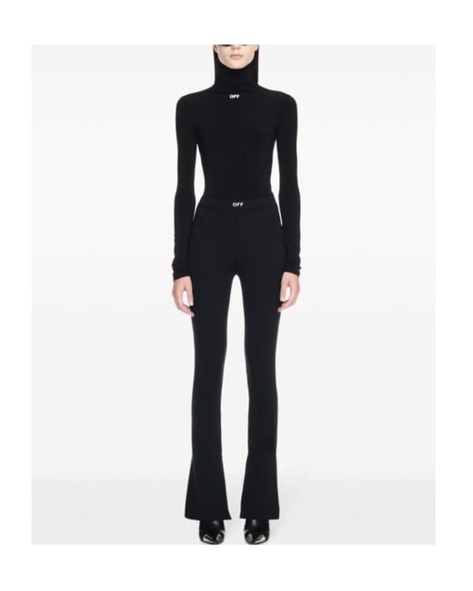 Off-White c/o Virgil Abloh Black Logo Printed Flared Leggings