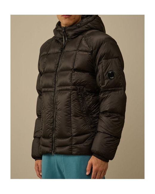 C P Company Black Lightweight Matte Micro-Ripstop Down Jacket With Adjustable Hood for men