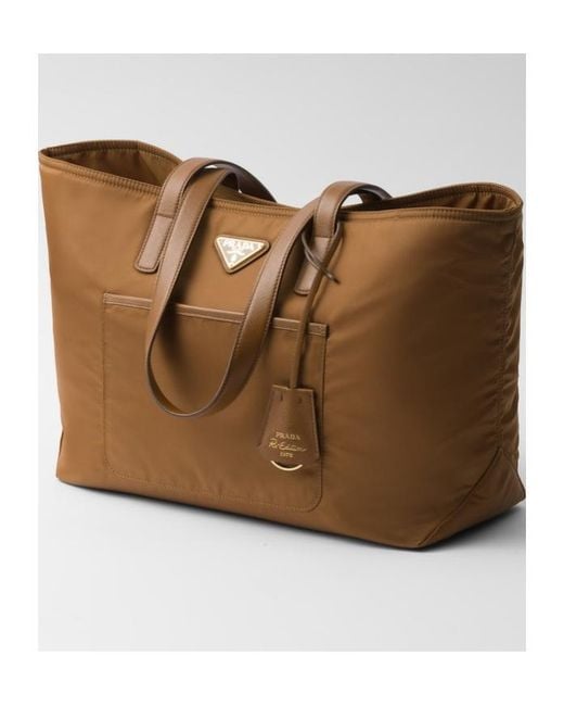 Prada Brown Re-Edition 1978 Medium Re-Nylon And Saffiano Leather Tote Bag