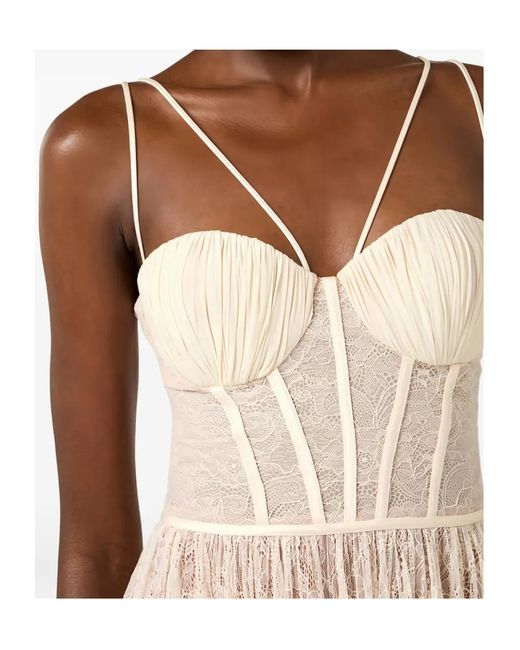 Elisabetta Franchi Natural Corset Lace Midi Dress