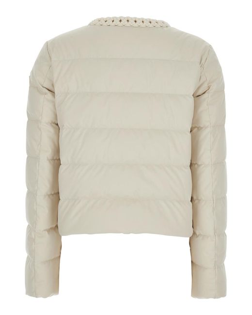 Moncler White Braid-Trimmed Quilted Jacket