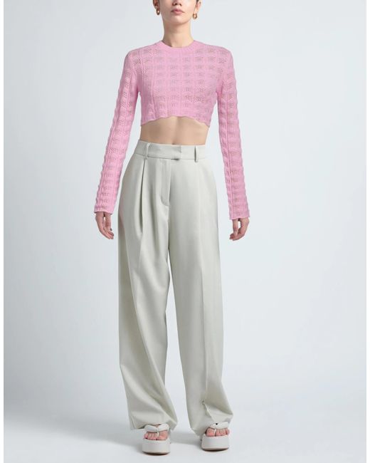 Sportmax Pink Solid-Color Lightweight Long-Sleeve Knit Sweater