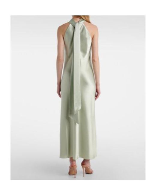 Galvan White Sienna Scarf-Detail Satin Maxi Dress