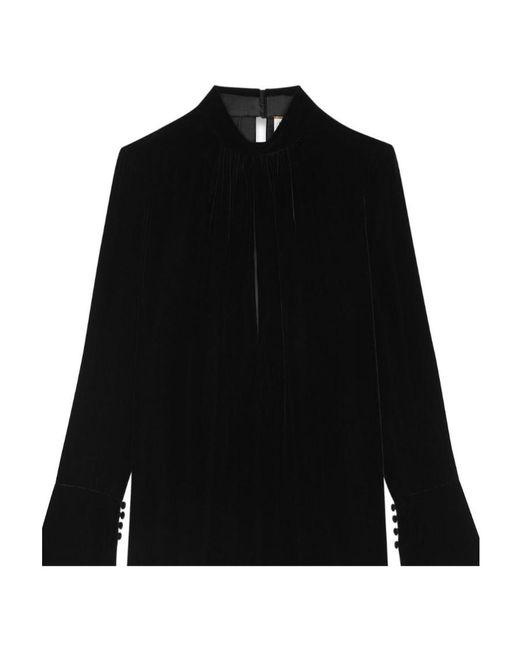 Saint Laurent Black Cut-Out Detailed Long-Sleeved Dress