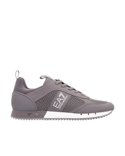EA7 Gray Cordura Round Toe Panelled Sneakers for men