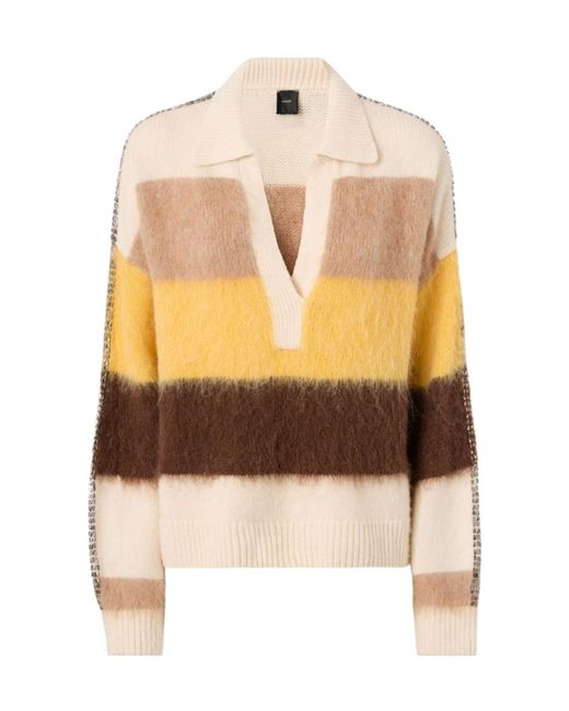 Pinko Orange Striped Crystal-Embellished Sweater