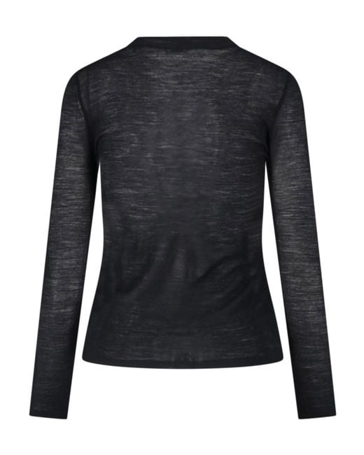 Aspesi Black Lightweight Crew-Neck Knit Top