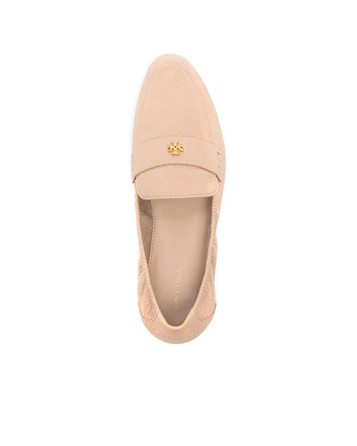 Tory Burch Natural Double T Leather Loafers
