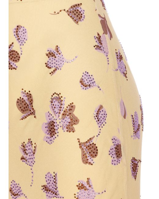 Self-Portrait Metallic Floral-Print Rhinestone Maxi Dress