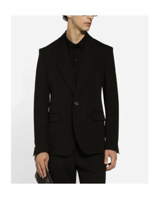 Dolce & Gabbana Black Peak Lapel Single-Breasted Jacket for men