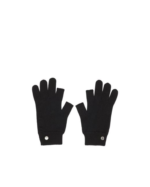 Rick Owens Black Fingerless Wool Gloves
