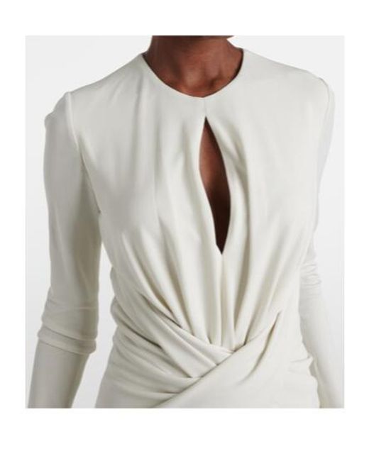 Elie Saab White Gathered Cutout Jersey Gown