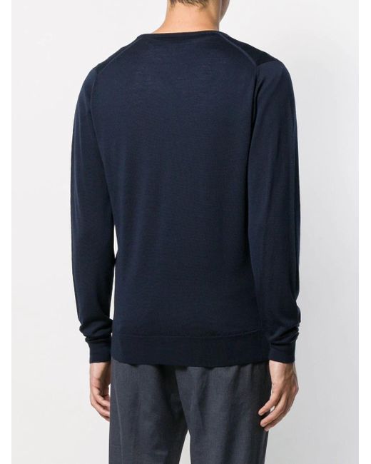 John Smedley Blue Blenheim V-Neck Knitwear for men
