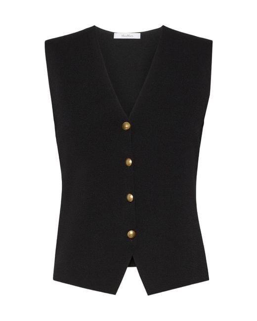 Max Mara Blue Viscose Crepe Yarn Gilet