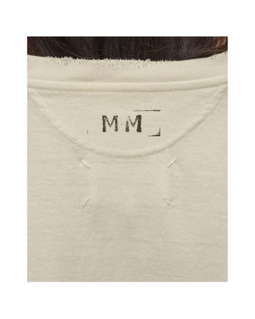 Maison Margiela Natural Logo-Printed Round-Neck Jumper