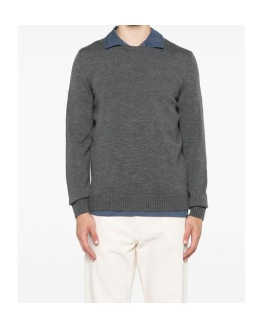 Drumohr Black Crew-Neck Wool Sweater for men
