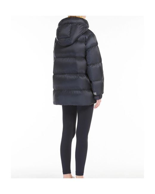 Max Mara Blue Long-Sleeve Hooded Padded Jacket