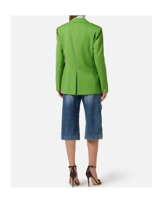 Elisabetta Franchi Green Double-Breasted Long-Sleeved Jacket