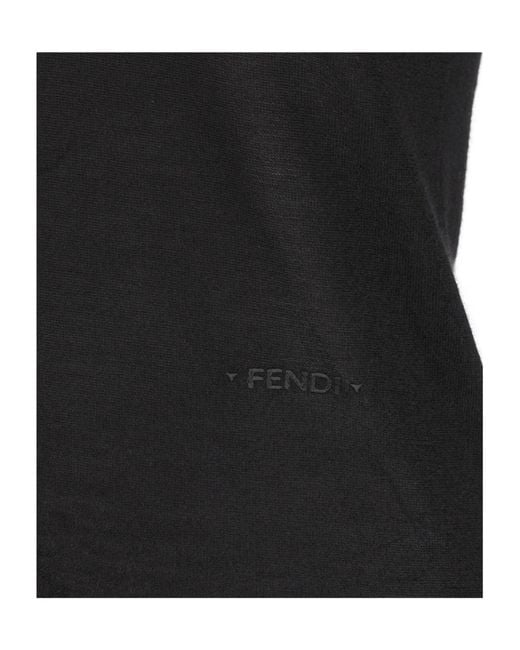 Fendi Black V-Neck Cashmere-Blend Sweater