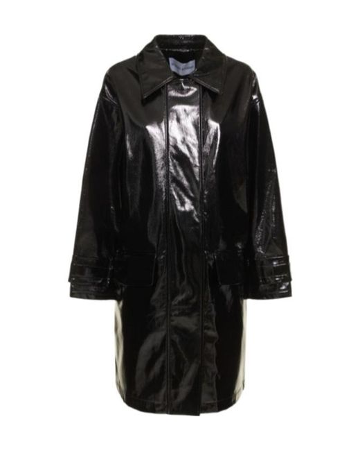 Stand Studio Black Conni Shiny Faux Leather Coat