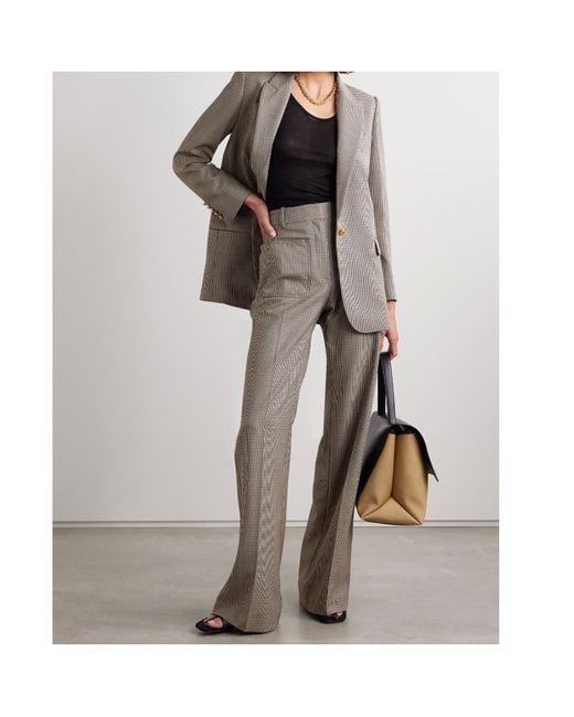 Nili Lotan Brown Houndstooth Single-Breasted Suit Jacket