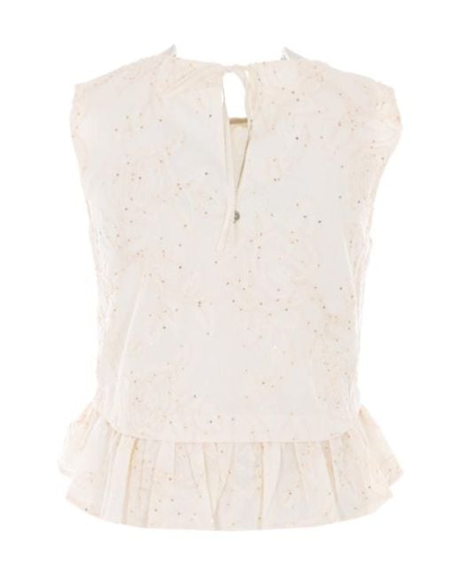 Liu Jo Natural Peplum Sequinned Sleeveless Top