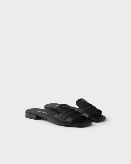 Prada Black Leather Slides