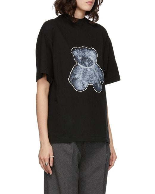 we11done Gray Teddy Bear-Print Cotton T-Shirt for men