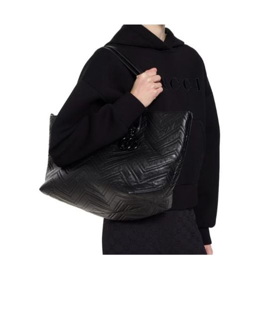 Gucci Black Gg Marmont Large Tote Bag