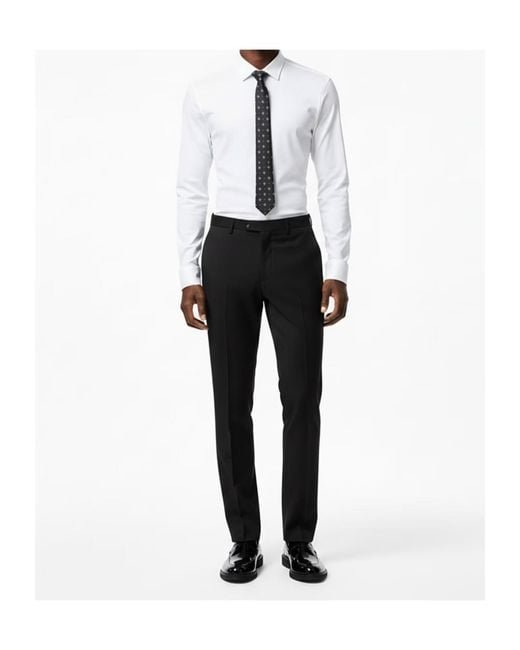 Boss White Jacquard Braided Tie for men