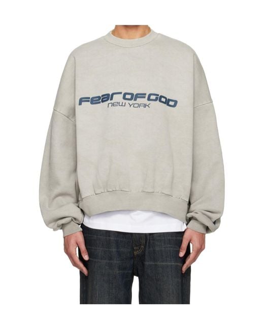 Fear Of God Gray Heavy Fleece Cropped Sweatshirt for men