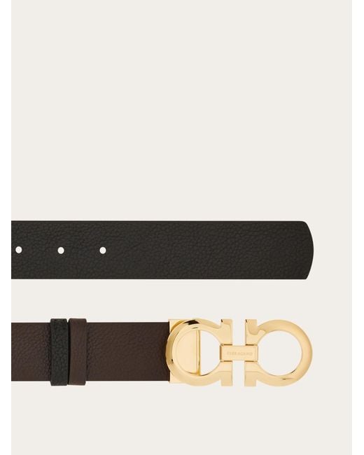 Ferragamo White Gancini-Buckle Leather Belt
