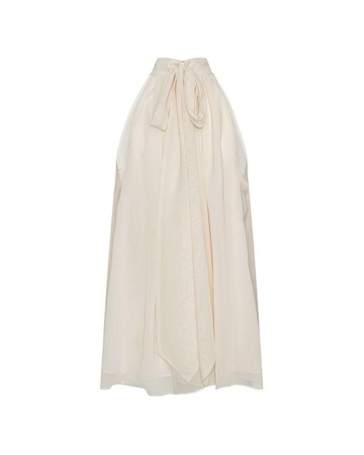 ROTATE BIRGER CHRISTENSEN White Halterneck Bow Top