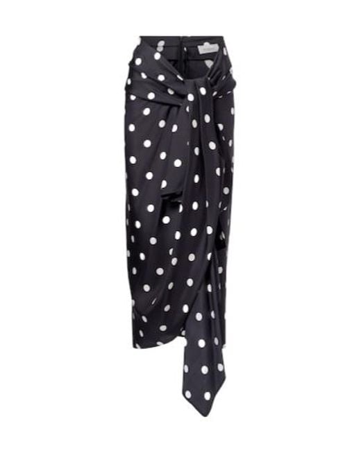 Sportmax Black Polka-Dot Silk Satin Wrap Skirt