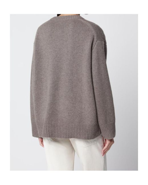 Lisa Yang Gray Noor Crew-Neck Cashmere Sweater