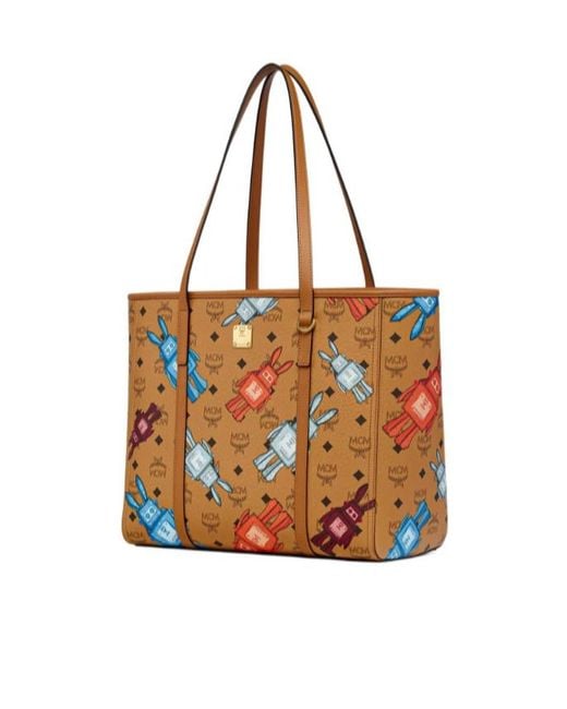 MCM White Toni Top-Zip Medium Shopper Bag