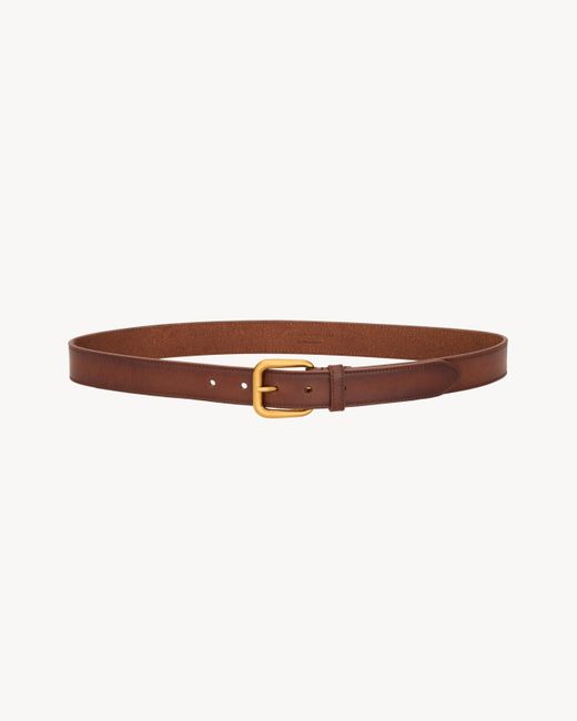 Saint Laurent White Rectangular Buckle Belt for men