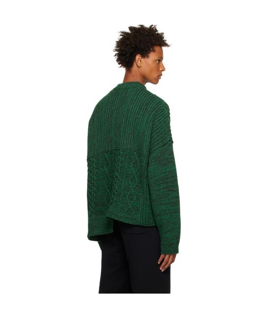Ambush Green Patchwork Knitted Jumper for men
