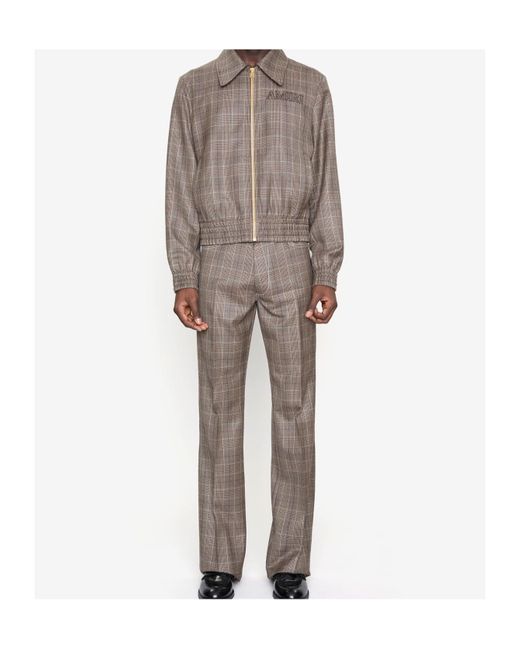 Amiri Brown Zip-Up Checked Jacket for men
