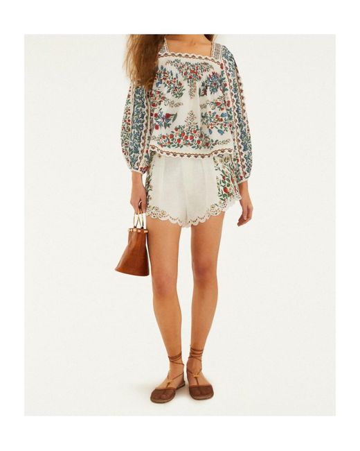 Farm Rio Multicolor Floral-Printed Long-Sleeved Top